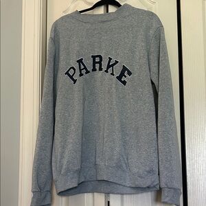 Gray Sweatshirt with Navy Lettering
